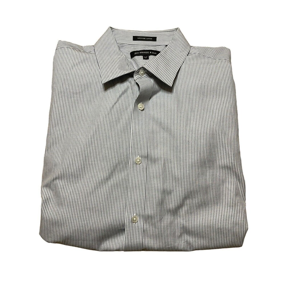John Varvatos Star‎ USA Mens Sz 16/5 Reg Striped Dress Shirt Superfine Cotton